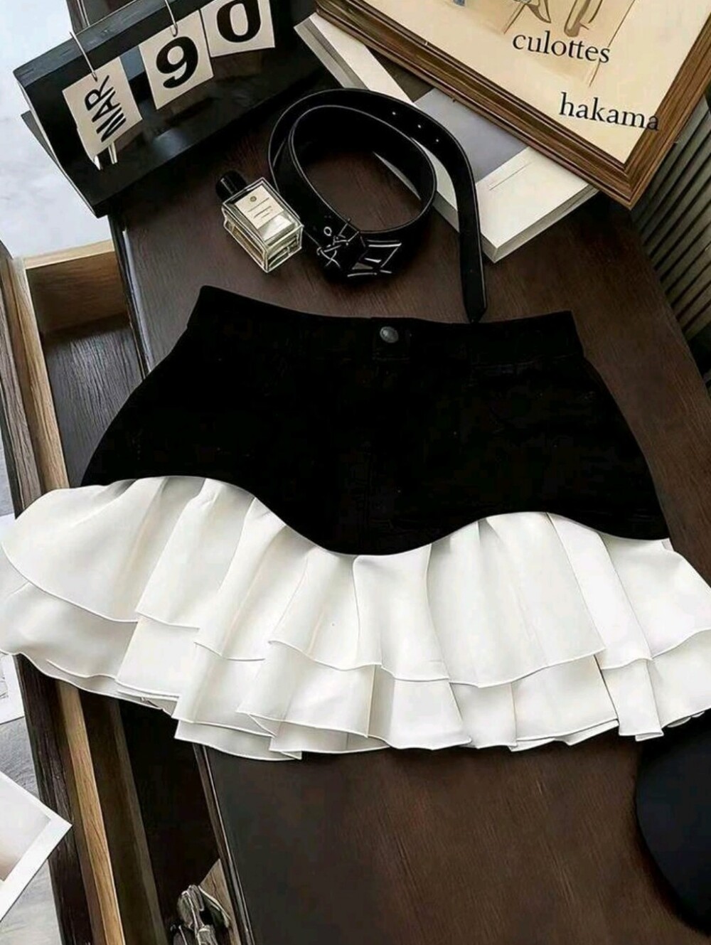 Women's Elegant Black & White Patchwork Mini Skirt, Spring/Summer